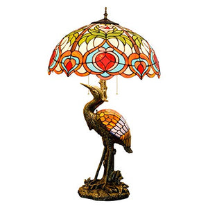 Xiaohu Tiffany Style Table Lamp 20" Rustic Male Large Lamp with Peach Glass Shade