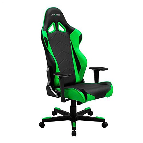 DXRacer OH/RE0/NE Black & Green Racing Series Gaming Chair Ergonomic High Backrest Office Computer Chair Esports Chair Swivel Tilt and Recline with Headrest and Lumbar Cushion + Warranty