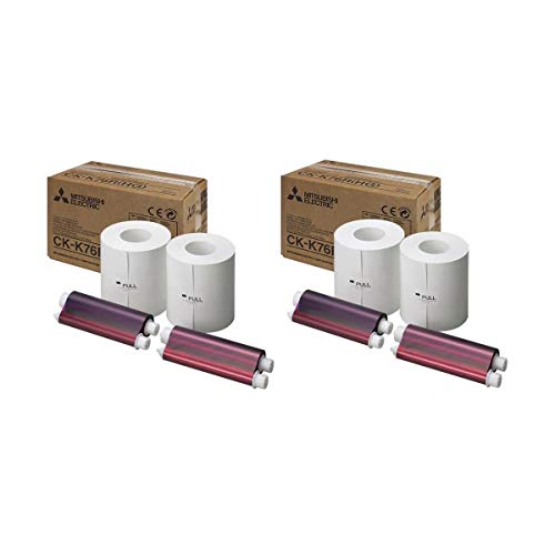 Mitsubishi 2xCK-K76RHG 6" Paper & Ink Set for CP-K60DW-S Photo Printer, 4x6" 640 Prints/Roll