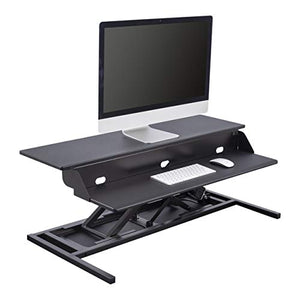Stand Up Desk Store Power Pro Electric Adjustable Height Two Tier Standing Desk Converter (Black, 42" Wide)