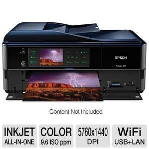 Epson Artisan 837 USB/Ethernet/Wireless-N Color Inkjet Scanner Copier Fax Photo Printer w/Card Reader & 3.5" LCD (Black)