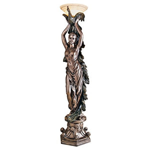 Design Toscano KY7932 The The Peacock Goddess Sculptural Floor Torchière Lamp, 74 Inch, Bronze Verdigris Finish