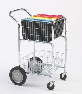 Charnstrom Compact Mail Cart with Bolt in Baskets and 10-Inch Rear Wheels (M240)
