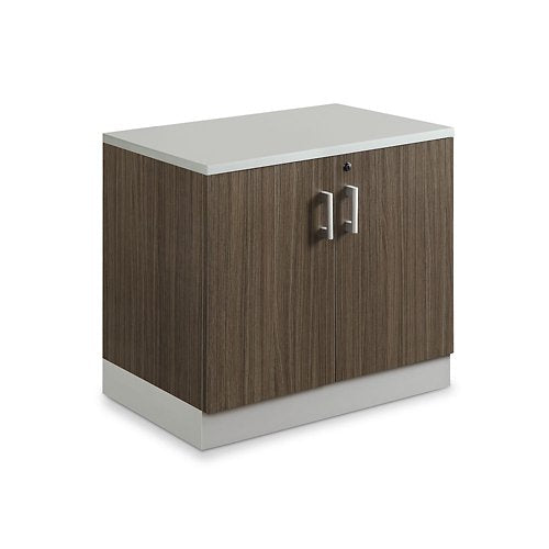NBF Signature Series Esquire Two Door Storage Cabinet 29.4" H - Driftwood Laminate/Silver Kickplate