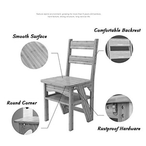 LAXF-stool Bamboo Folding 4 Step Stair Chair & Household Ladder