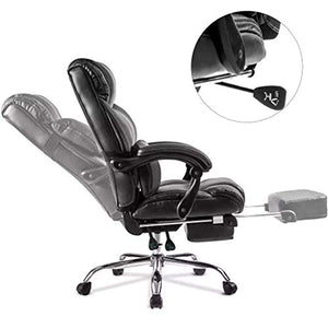 CBLdF Office Chair Pu Leather Double Padded Support with Footrest Seat Cushion