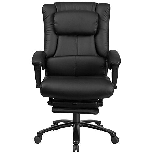 Flash Furniture High Back Black Leather Executive Reclining Swivel Chair with Lumbar Support, Comfort Coil Seat Springs and Arms