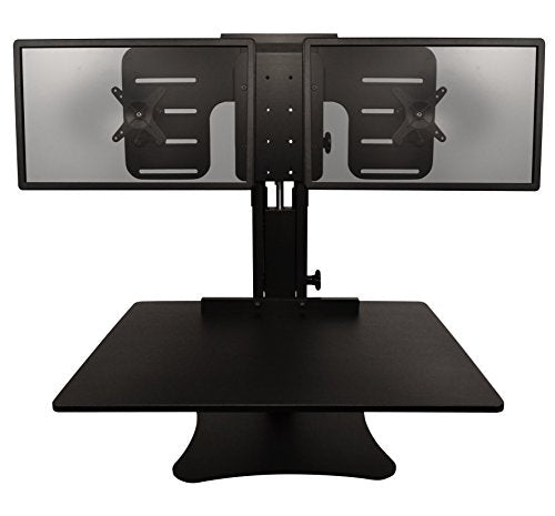 Victor DC350 High Rise Sit-Stand Desk Converter with Steppie Balance Board Combo Package and Built-in Dual Monitor Holder