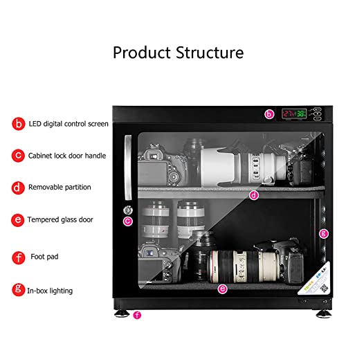 WLL-DP Camera Dehumidifier Moisture-Proof Cabinet - Digital LCD Monitor, LED Lights, Fast Dehumidification - 80L