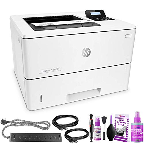 HP Laserjet Pro M501dn Monochrome Laser Printer - with Extra Extension Cables - Surge Protector - Productivity Bundle