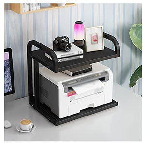 Printer Stand Desktop Printer Stand, Metal Side Frame 2-Layer Fax Machine Scanner Rack, Used for Office Living Room Desktop Copier Stand Printer Stand for Desk (Color : Black)