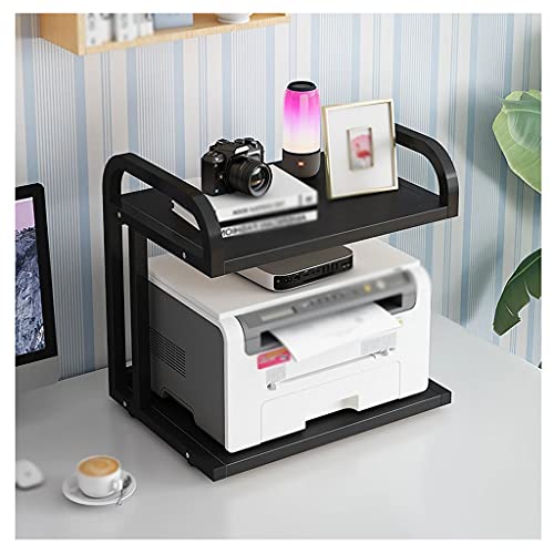 Printer Stand Desktop Printer Stand, Metal Side Frame 2-Layer Fax Machine Scanner Rack, Used for Office Living Room Desktop Copier Stand Printer Stand for Desk (Color : Black)
