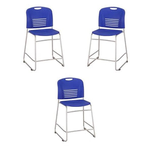 Home Square Counter Drafting Chair Set of 3 Blue/Silver 25