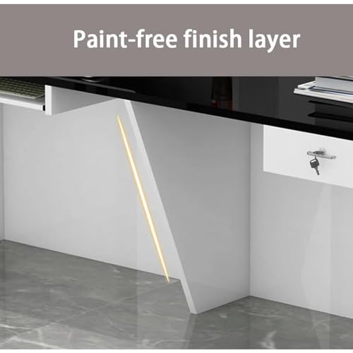 KAGUYASU Modern Reception Desk Counter with Hutch and Storage Cabinet