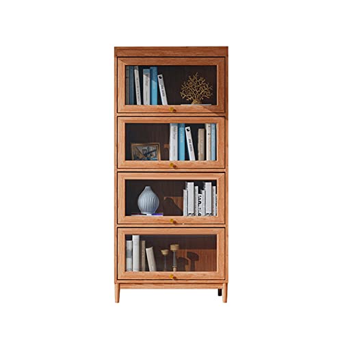 HARAY Glass Door Bookshelf Storage Cabinet (Color: A, Size: 80cm)