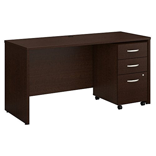 Bush Business Furniture Series C 60W x 24D Office Desk with Mobile File Cabinet in Mocha Cherry