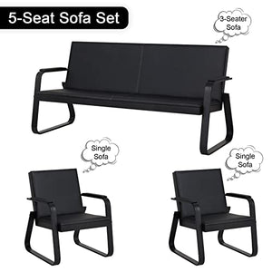 Kinfant 3 PCS Luxurious Guest Reception Chairs with Padded Arm Rest - Black