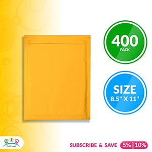 AMZ Pack of 400 Gold Kraft Bubble Padded Envelopes 8.5 x 11 Bubble Mailers. Self Seal Envelopes. Yellow Cushion Envelopes 8 1/2 x 11 for Mailing Packing Packaging. Bulk Shipping Bags. Wholesale Price