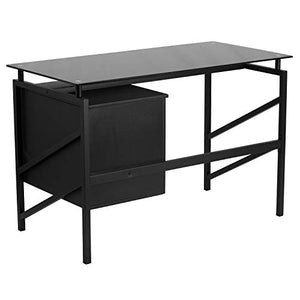 Flash Furniture Black Glass 2 Drawer Desk