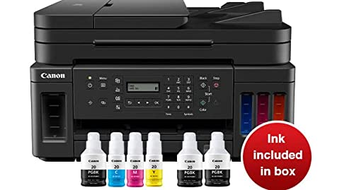 CANON PIXMA MegaTank Series All-in-One Wireless Color Inkjet Printer for Office-Print Scan Copy-Auto 2-Sided Printing-4800 x 1200 dpi-Fax and ADF with Mobile Printing-Bundle with Ahaghug Printer Cable