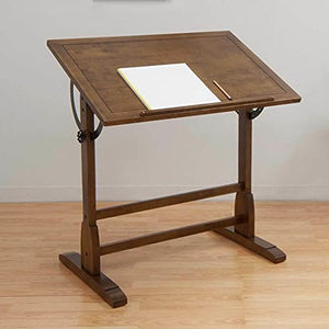 36 x 24 Inch Vintage Drafting Writing Craft Table, Rustic Oak Supplies Adjustable Desk Craft Table Drafting Table Office Furniture Drawing Supplies Desk Drawing Table Craft Desk