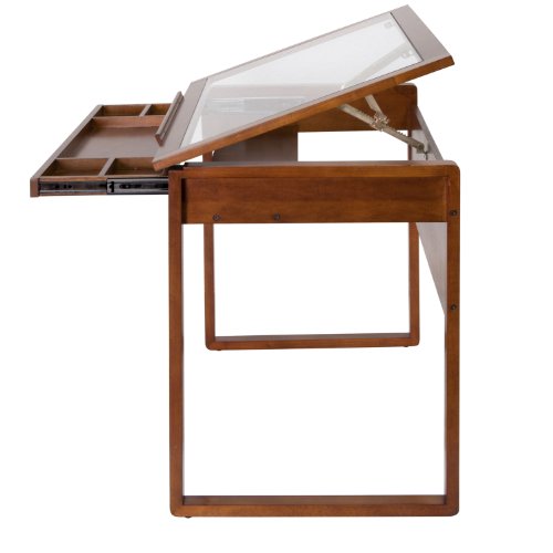 Offex Ponderosa Glass Topped Table Sonoma Brown