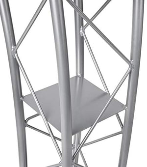 Displays2go Silver Aluminum & Steel Truss Curved Lectern with Built-in Shelf, 47" Tall