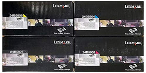 Lexmark 24B5807 24B5804 24B5805 24B5806 CS736 XS734 XS736 XS738 XS748 Toner Cartridge (Black Cyan Magenta Yellow, 4-Pack) in Retail Packaging