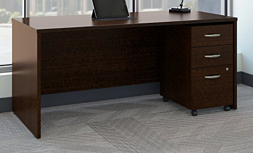 Bush Business Furniture Series C 66W x 30D Office Desk with Mobile File Cabinet in Mocha Cherry
