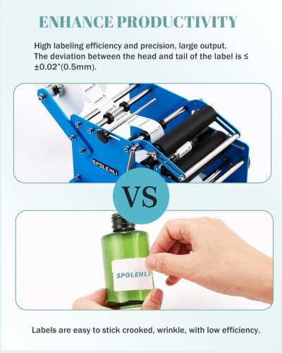 Spolehli Manual Round Bottle Labeling Machine with Swing Arm, Adjustable Self-Adhesive Label Applicator