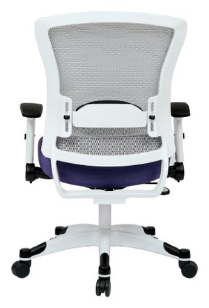 SPACE Seating Breathable Mesh Back and Padded Mesh Seat, Adjustable Arms, Tilt Tension and Lumbar Support with White Coated Nylon Frame Managers Chair, Purple