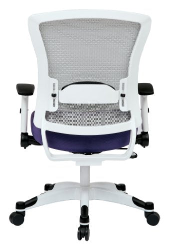 SPACE Seating Breathable Mesh Back and Padded Mesh Seat, Adjustable Arms, Tilt Tension and Lumbar Support with White Coated Nylon Frame Managers Chair, Purple