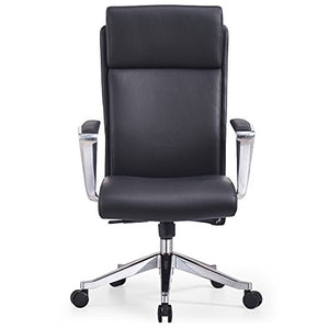Adjustable Ergonomic Draper Leather Executive Chair with Aluminum Frame- Black