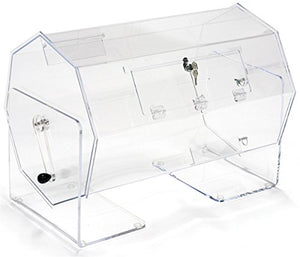 Displays2go Clear Acrylic Raffle Drum, Locking Door and Easy-Turn Lever - Large