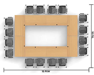 Team Tables 16 Person Beech Folding Training Tables Set with Chairs & Modesty Panels