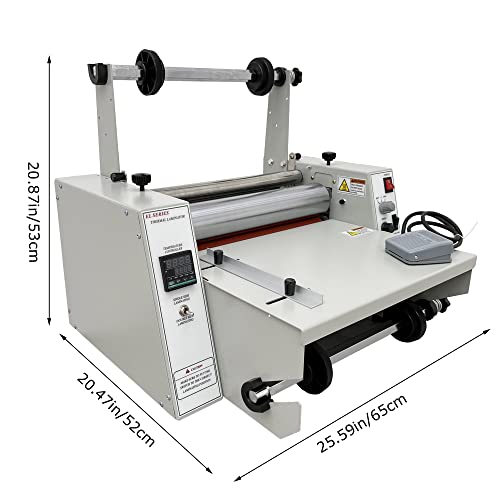 INTSUPERMAI Thermal Roll Laminator Machine 14.17in / 360mm Hot Cold 110V Single & Double Side Laminating Steel Rollers
