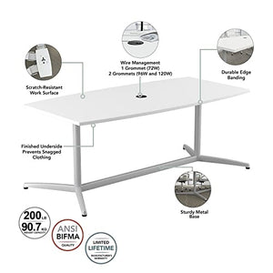 Bush Business Furniture Conference Table for 6-8 People | Boat Shaped 8 Foot Meeting Desk, White