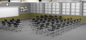 TEAMtime 46 Person Black Flip Table Student Chair Set Model 2063 - Foldable and Nestable