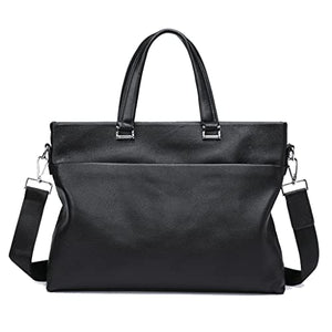 ADKHF Men's Business Bag Black Handbag Men's Briefcase Leather Laptop Office Bag Men's (Color : A, Size
