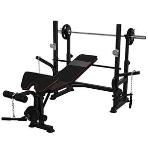 baodanla Olympic Bench Set, Multifunctional Strength Training Fitness Equipment Weightlifting Bed with Squat Rack, Home Gym Workout Fitness Full Body Sit up Bench Exercise Olympic Machine