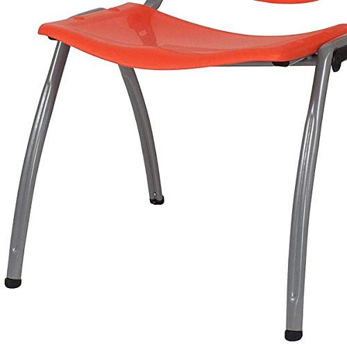 Contemporary Versatile Stacking Chairs Commercial Grade Material Ergonomically Contoured Perforated Back Design Durable Titanium Powder Coated Frame Office Home Furniture - Set of 5 Orange #2173