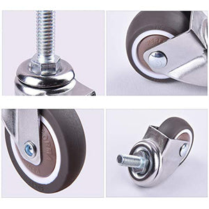 IkiCk Heavy Duty Swivel Caster Wheels Set - 4Pcs, M12x25mm Threaded Stem, TPE Rubber, Brake Option