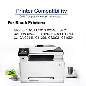 3-Pack (C+Y+M) Compatible High Yield 406345 406347 406346 Printer Toner Cartridge use for Ricoh Aficio SP C231 C231N C231SF C232 Printers
