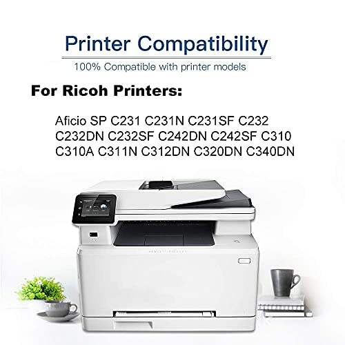 3-Pack (C+Y+M) Compatible High Yield 406345 406347 406346 Printer Toner Cartridge use for Ricoh Aficio SP C231 C231N C231SF C232 Printers