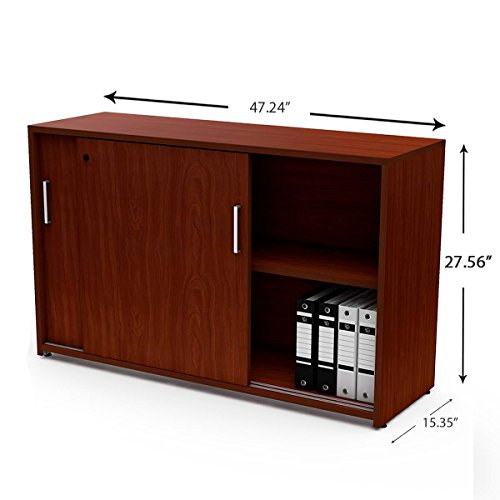 Linea Italia ZUC135 Credenza, Cherry/Silver