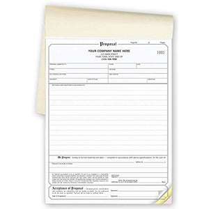 CheckSimple Contractor Job Proposal/Estimate Quote Form Books - General Use 8 1/2" x 11" (1000 3-Part Forms)
