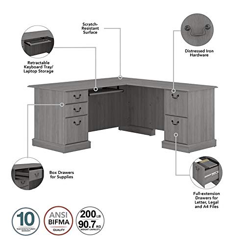 Bush Furniture UrbanPro L Shaped Desk with Storage Set - Modern Gray, Engineered Wood