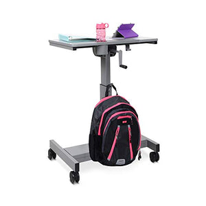 Offex Height Adjustable Student Sit Stand Desk with Crank Handle and Pencil, Water Bottle Holder - Light Gray/Medium Gray, Perfect for School, Classroom and Office