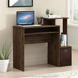 FURINNO Econ Multipurpose Home Office Computer Writing Desk, Columbia Walnut/Dark Brown