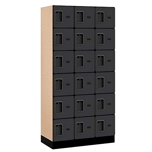 Salsbury Industries 6-Tier Box Style Designer Wood Locker, 6-Feet High, 18-Inch Deep, Black